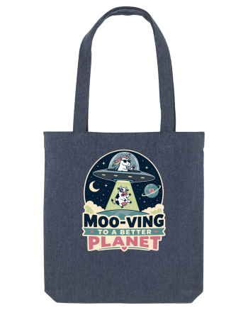 Ma mut pe alta planeta. Moo-Ving To A Better Planet Funny Unicorn UFO Cow Midnight Blue
