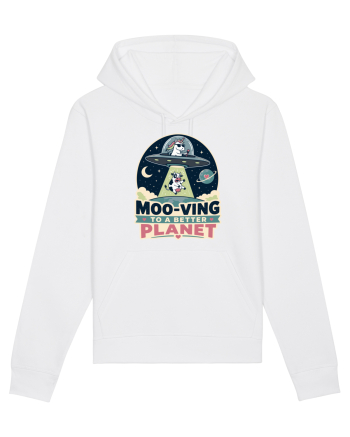 Ma mut pe alta planeta. Moo-Ving To A Better Planet Funny Unicorn UFO Cow White