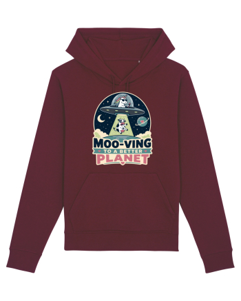 Ma mut pe alta planeta. Moo-Ving To A Better Planet Funny Unicorn UFO Cow Burgundy