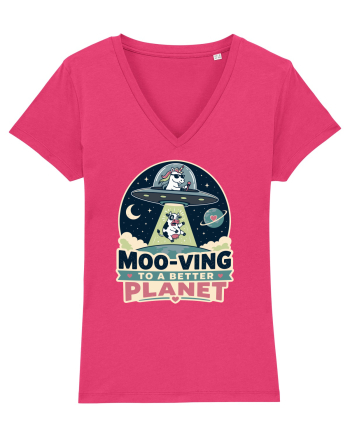 Ma mut pe alta planeta. Moo-Ving To A Better Planet Funny Unicorn UFO Cow Raspberry