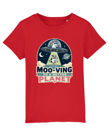 Ma mut pe alta planeta. Moo-Ving To A Better Planet Funny Unicorn UFO Cow Red