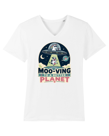 Ma mut pe alta planeta. Moo-Ving To A Better Planet Funny Unicorn UFO Cow White