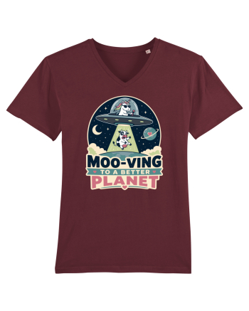 Ma mut pe alta planeta. Moo-Ving To A Better Planet Funny Unicorn UFO Cow Burgundy