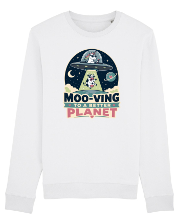 Ma mut pe alta planeta. Moo-Ving To A Better Planet Funny Unicorn UFO Cow White