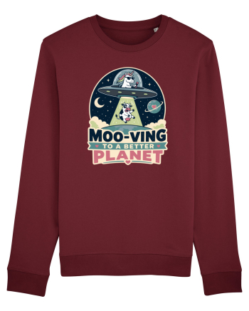 Ma mut pe alta planeta. Moo-Ving To A Better Planet Funny Unicorn UFO Cow Burgundy