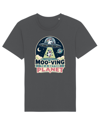 Ma mut pe alta planeta. Moo-Ving To A Better Planet Funny Unicorn UFO Cow Anthracite