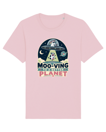 Ma mut pe alta planeta. Moo-Ving To A Better Planet Funny Unicorn UFO Cow Cotton Pink