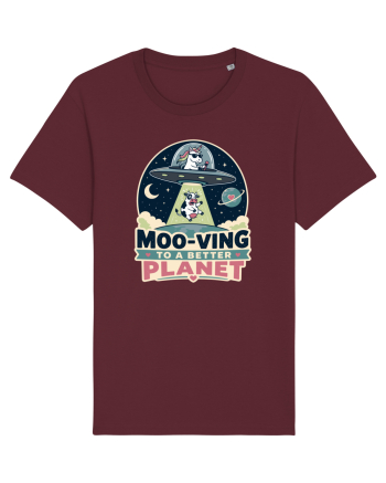 Ma mut pe alta planeta. Moo-Ving To A Better Planet Funny Unicorn UFO Cow Burgundy