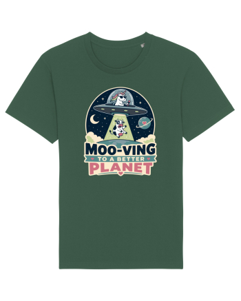 Ma mut pe alta planeta. Moo-Ving To A Better Planet Funny Unicorn UFO Cow Bottle Green