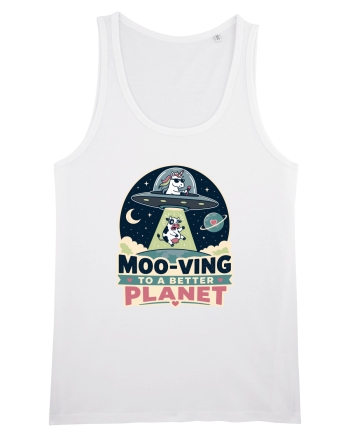 Ma mut pe alta planeta. Moo-Ving To A Better Planet Funny Unicorn UFO Cow White
