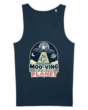 Ma mut pe alta planeta. Moo-Ving To A Better Planet Funny Unicorn UFO Cow Navy