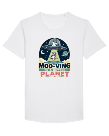 Ma mut pe alta planeta. Moo-Ving To A Better Planet Funny Unicorn UFO Cow White