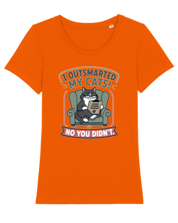 Funny Smart Cat Owner Humor Design for Cat Moms and Cat Dads Bright Orange