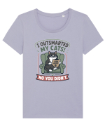 Funny Smart Cat Owner Humor Design for Cat Moms and Cat Dads Tricou mânecă scurtă guler larg fitted Damă Expresser