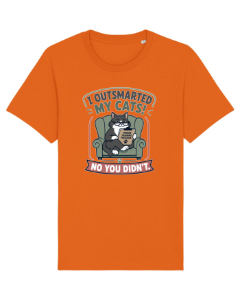 Funny Smart Cat Owner Humor Design for Cat Moms and Cat Dads Bright Orange