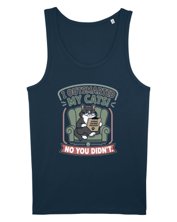 Funny Smart Cat Owner Humor Design for Cat Moms and Cat Dads Navy