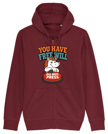 You Have Free Will Do Not Press Funny Unicorn Philosophy Humor Burgundy