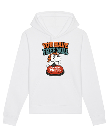 You Have Free Will Do Not Press Funny Unicorn Philosophy Humor White