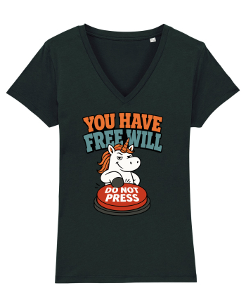 You Have Free Will Do Not Press Funny Unicorn Philosophy Humor Black