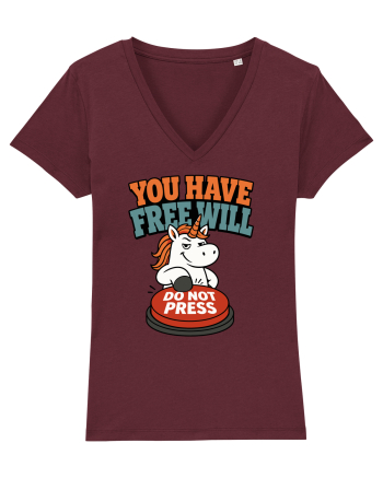 You Have Free Will Do Not Press Funny Unicorn Philosophy Humor Burgundy