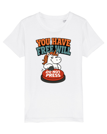 You Have Free Will Do Not Press Funny Unicorn Philosophy Humor White