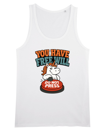 You Have Free Will Do Not Press Funny Unicorn Philosophy Humor White