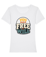 You Have Free Will Funny Philosophy Humor Unicorn Graphic Tricou mânecă scurtă guler larg fitted Damă Expresser