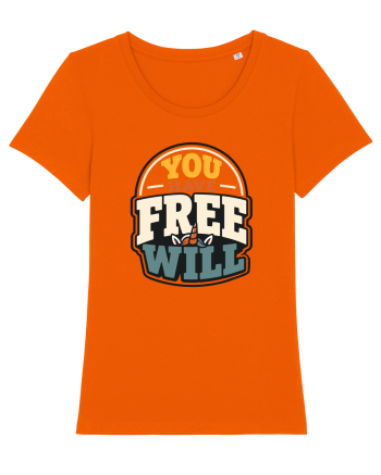 You Have Free Will Funny Philosophy Humor Unicorn Graphic Bright Orange