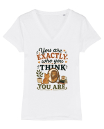 Esti exact cine crezi ca esti, cu pisici, motivational Tricou mânecă scurtă guler V Damă Evoker