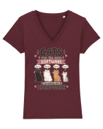 Funny Programmer Cat Lover Coding Humor Software Hardware Cat Quote Tricou mânecă scurtă guler V Damă Evoker