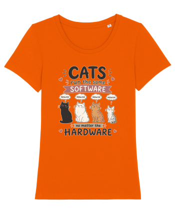 Funny Programmer Cat Lover Coding Humor Software Hardware Cat Quote Bright Orange