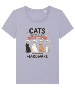 Funny Programmer Cat Lover Coding Humor Software Hardware Cat Quote Tricou mânecă scurtă guler larg fitted Damă Expresser