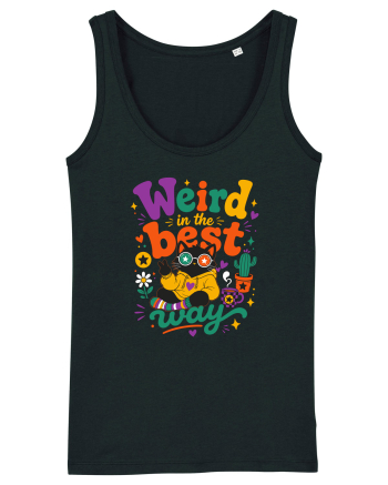Funny Black Cat Hippie Quote Weird In The Best Way Retro Cat Humor Black