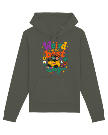 Funny Black Cat Hippie Quote Weird In The Best Way Retro Cat Humor Khaki