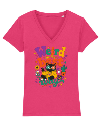 Funny Black Cat Hippie Quote Weird In The Best Way Retro Cat Humor Raspberry