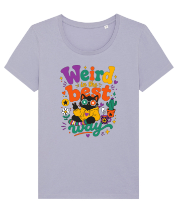 Funny Black Cat Hippie Quote Weird In The Best Way Retro Cat Humor Lavender