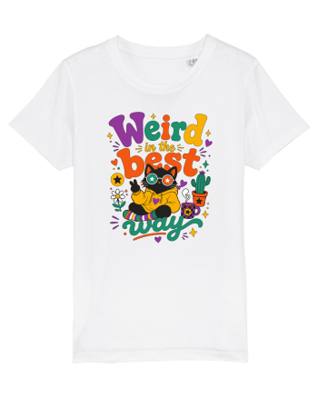 Funny Black Cat Hippie Quote Weird In The Best Way Retro Cat Humor White