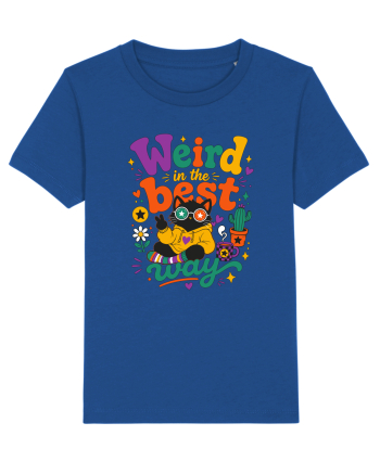 Funny Black Cat Hippie Quote Weird In The Best Way Retro Cat Humor Majorelle Blue