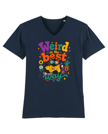 Funny Black Cat Hippie Quote Weird In The Best Way Retro Cat Humor French Navy