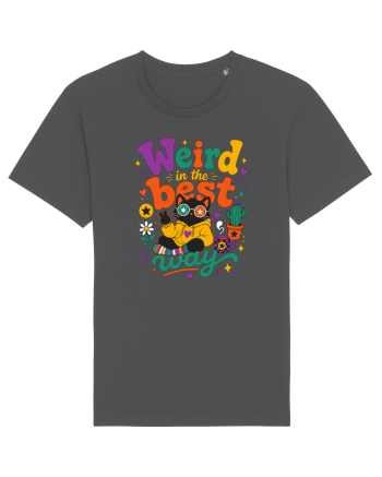 Funny Black Cat Hippie Quote Weird In The Best Way Retro Cat Humor Anthracite