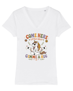 Funny Hippie Unicorn Design for Kindness and Positive Vibes Tricou mânecă scurtă guler V Damă Evoker