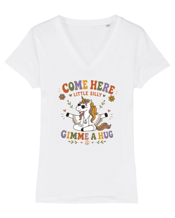 Funny Hippie Unicorn Design for Kindness and Positive Vibes White