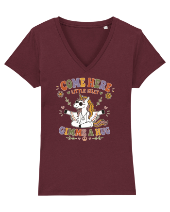 Funny Hippie Unicorn Design for Kindness and Positive Vibes Burgundy