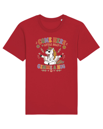 Funny Hippie Unicorn Design for Kindness and Positive Vibes Red