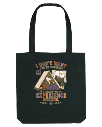 Funny Camping Hippie Unicorn Design for Introverts and Cozy Living Fans Black