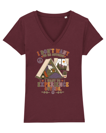 Funny Camping Hippie Unicorn Design for Introverts and Cozy Living Fans Burgundy