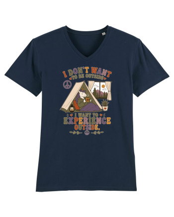 Funny Camping Hippie Unicorn Design for Introverts and Cozy Living Fans French Navy