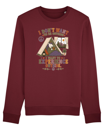 Funny Camping Hippie Unicorn Design for Introverts and Cozy Living Fans Burgundy
