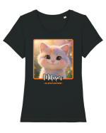 Mițișor - un pisoi pastelat Tricou mânecă scurtă guler larg fitted Damă Expresser