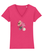 Flowers  Tricou mânecă scurtă guler V Damă Evoker